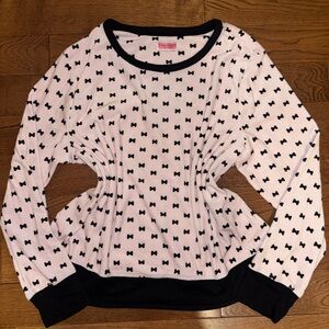 Kate Spade Cashmere Black and White Bow Pattern Top